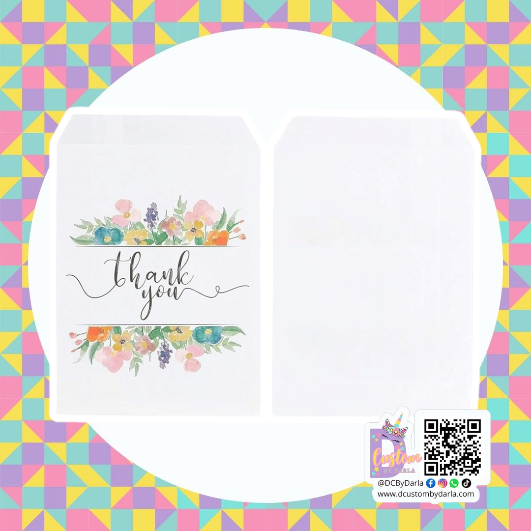 Thank you flowers paper bags 5x7in