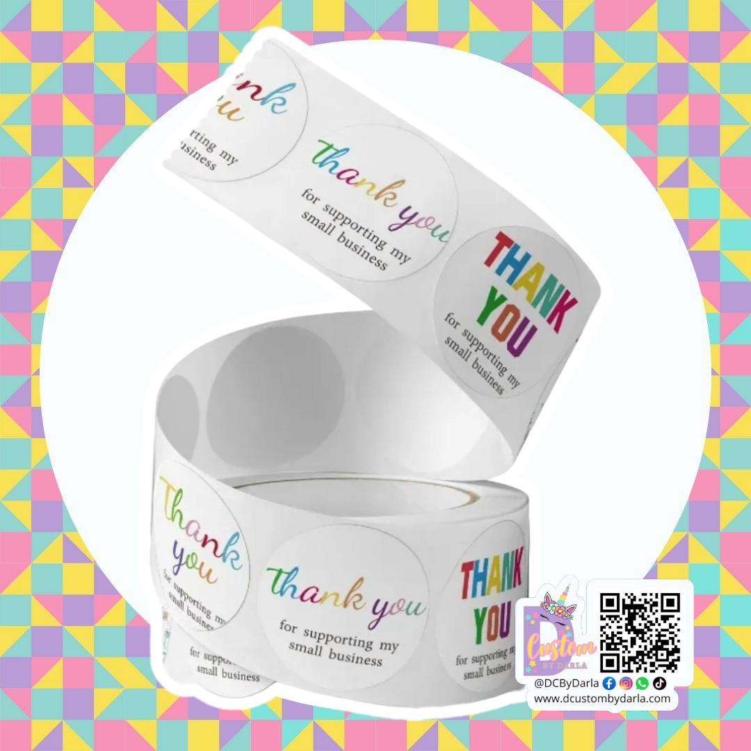 Thank you colores sticker rollo 1in