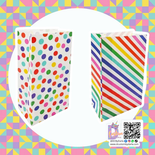 Line and dots mix paper bags 3.5x7.1in