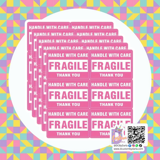 Pink rect Fragile 2x3in