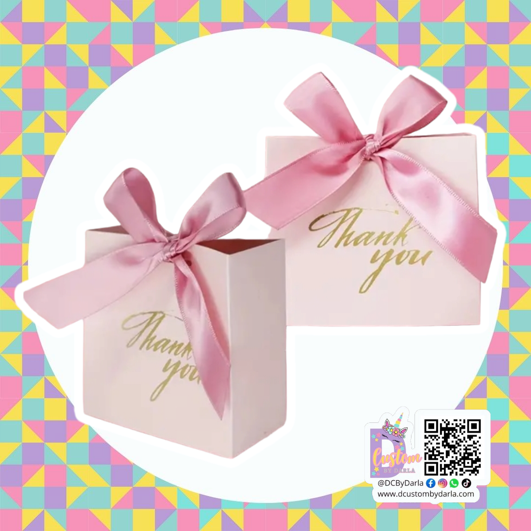 Cajita tipo pandora pink and gold with pink ribbon