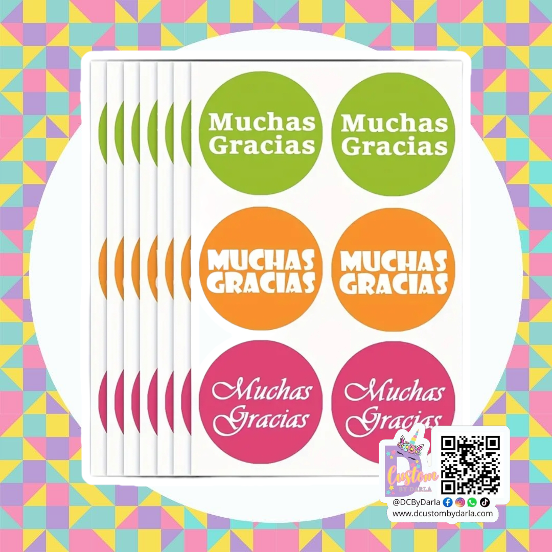 Muchas gracias neon 1.5in sticker (12pcs)