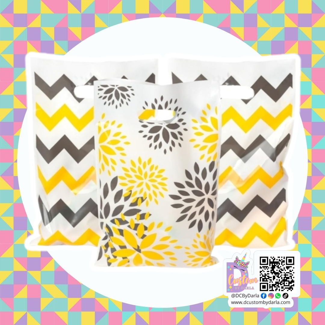 Yellow in black 6x10in merch bags
