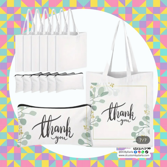 Custom tote bag and pouche set