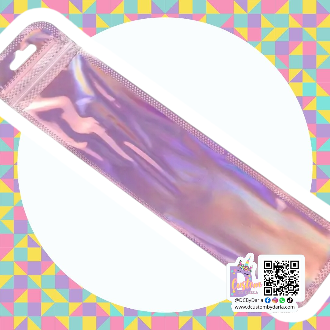 Ziplock pink holo heart 2.4x9in
