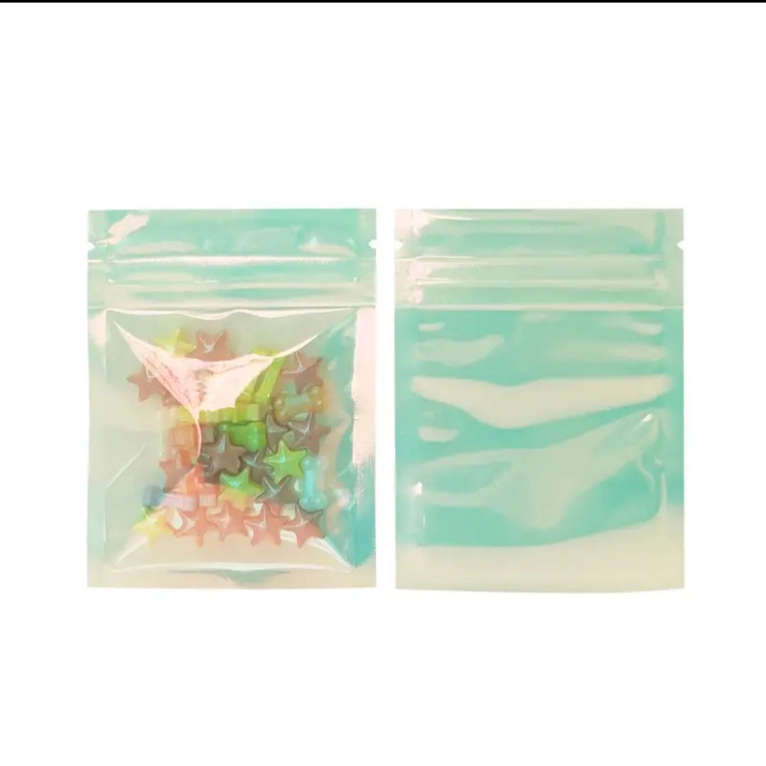Holo clear green ziplock 3x4in (10pcs)