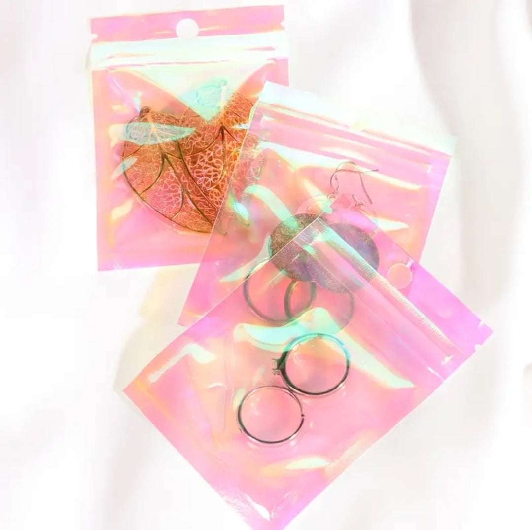 Holo clear pink ziplock 2x3in (10pcs)