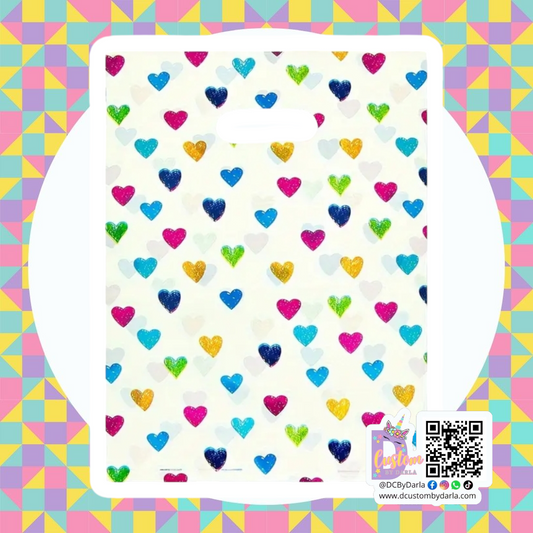 Corazones de colores merchandise bag 9x13in