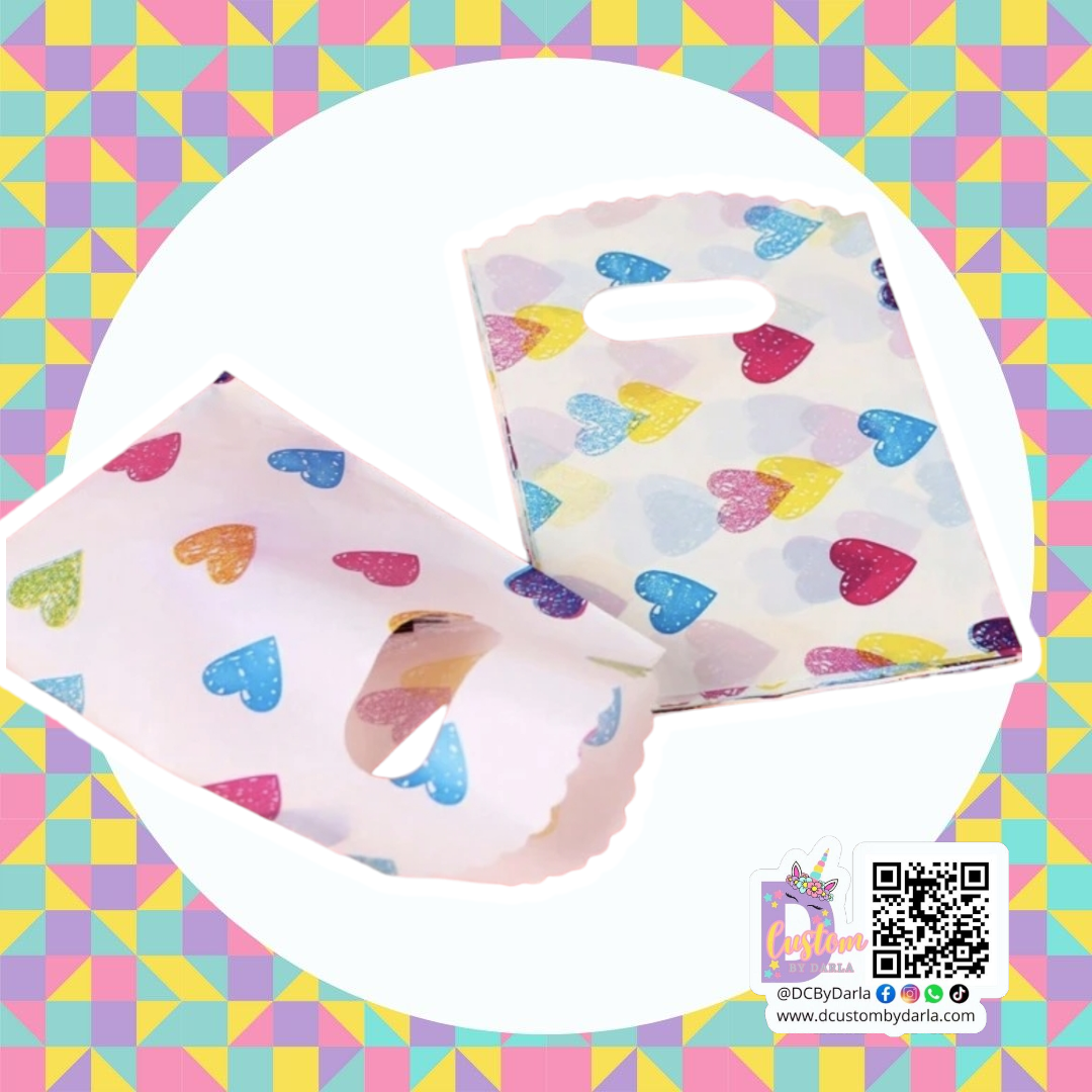 Corazones de colores 6x8in merch bags