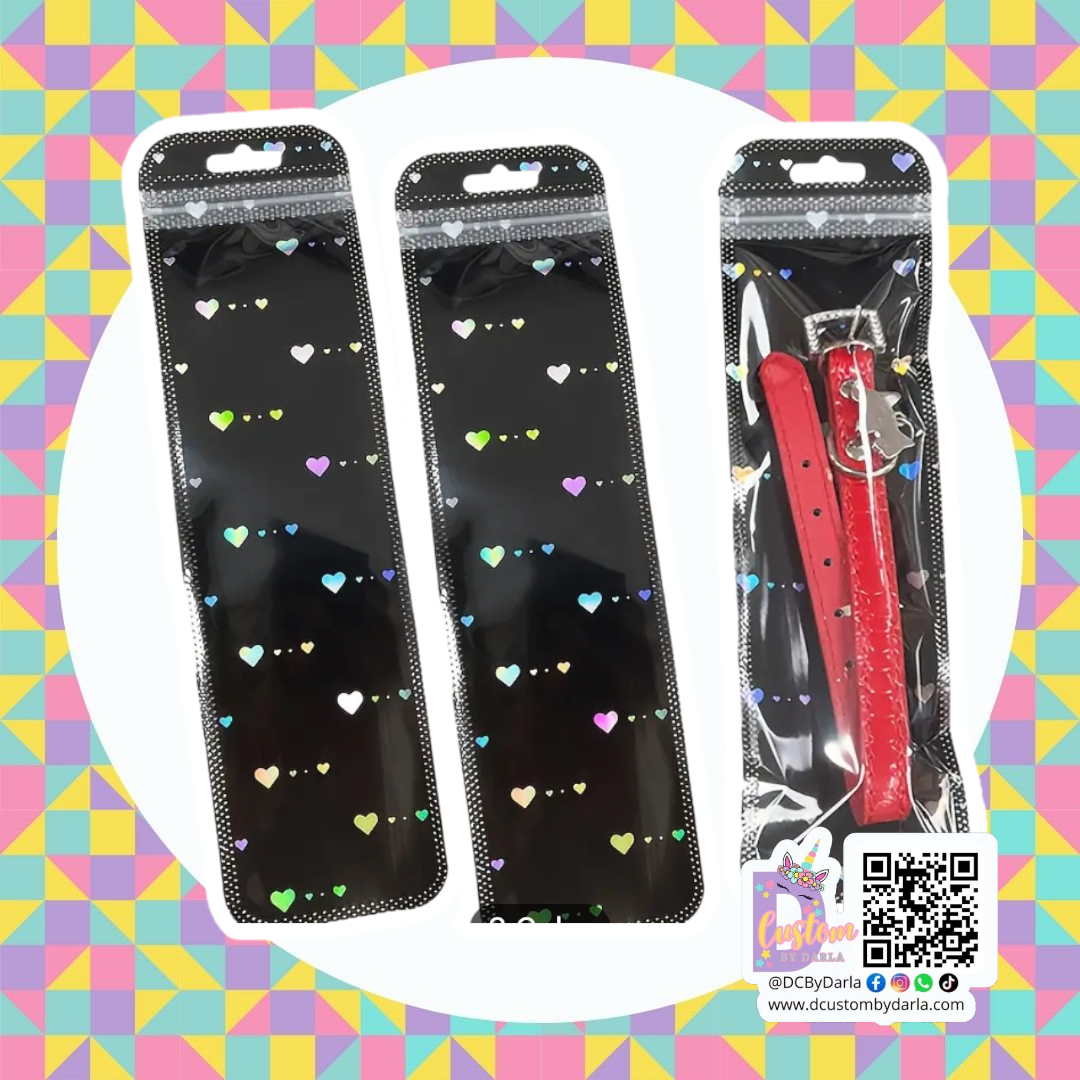 Ziplock black holo heart 2.4x9in