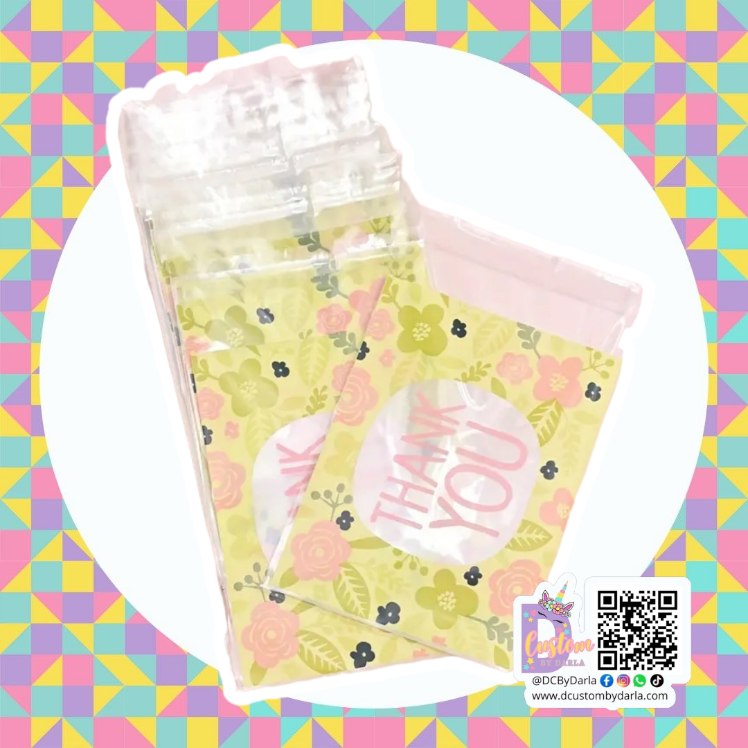 Thank you floral cellophane 4x5in