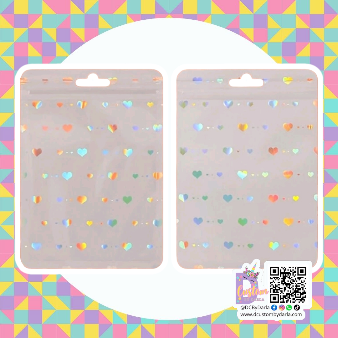 Ziplock white holo heart 4x6in