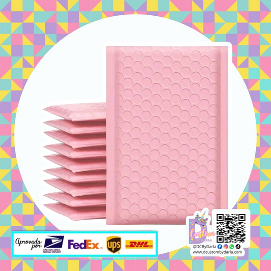Pink bubble mailers 4x8in