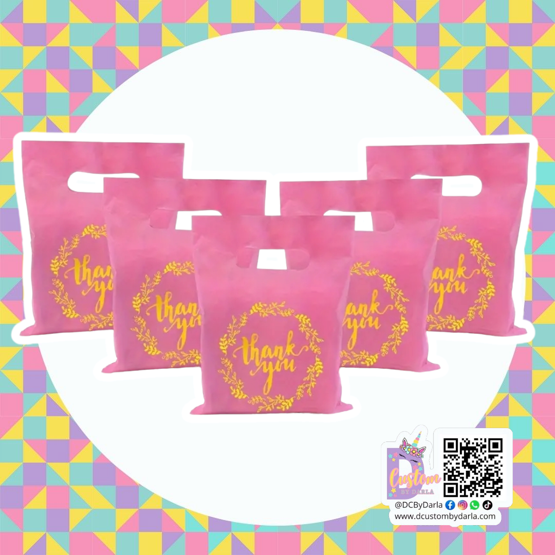 Pink thank you 6x8in merch bags