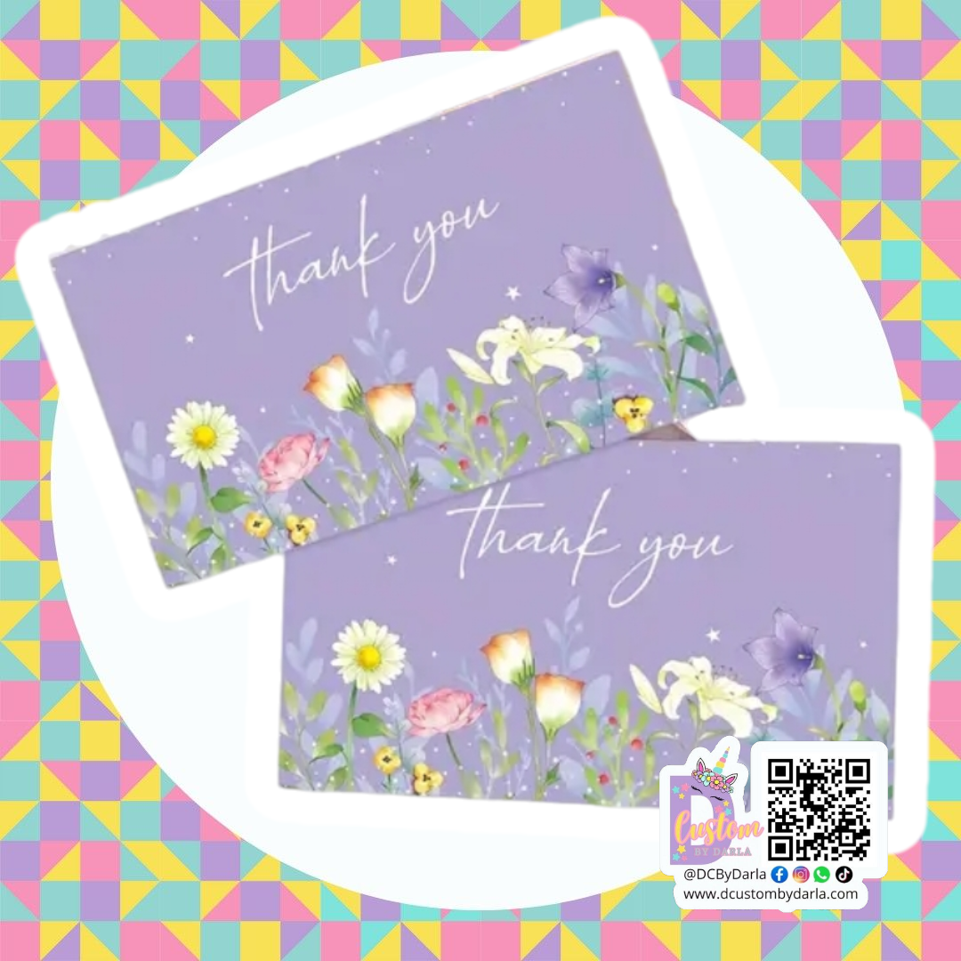 Purple spring thank you card
