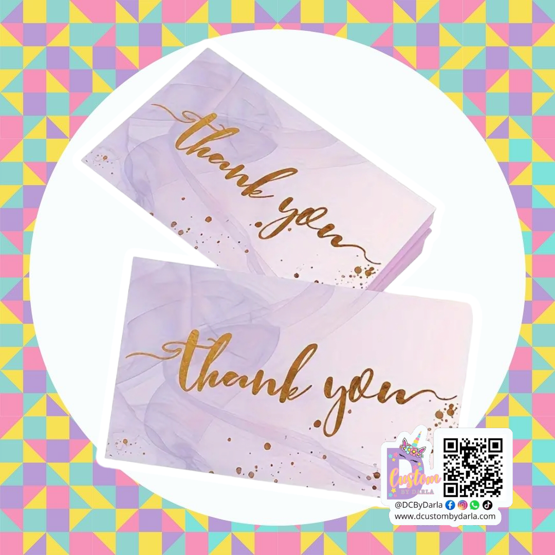 Purple marbel thank you card