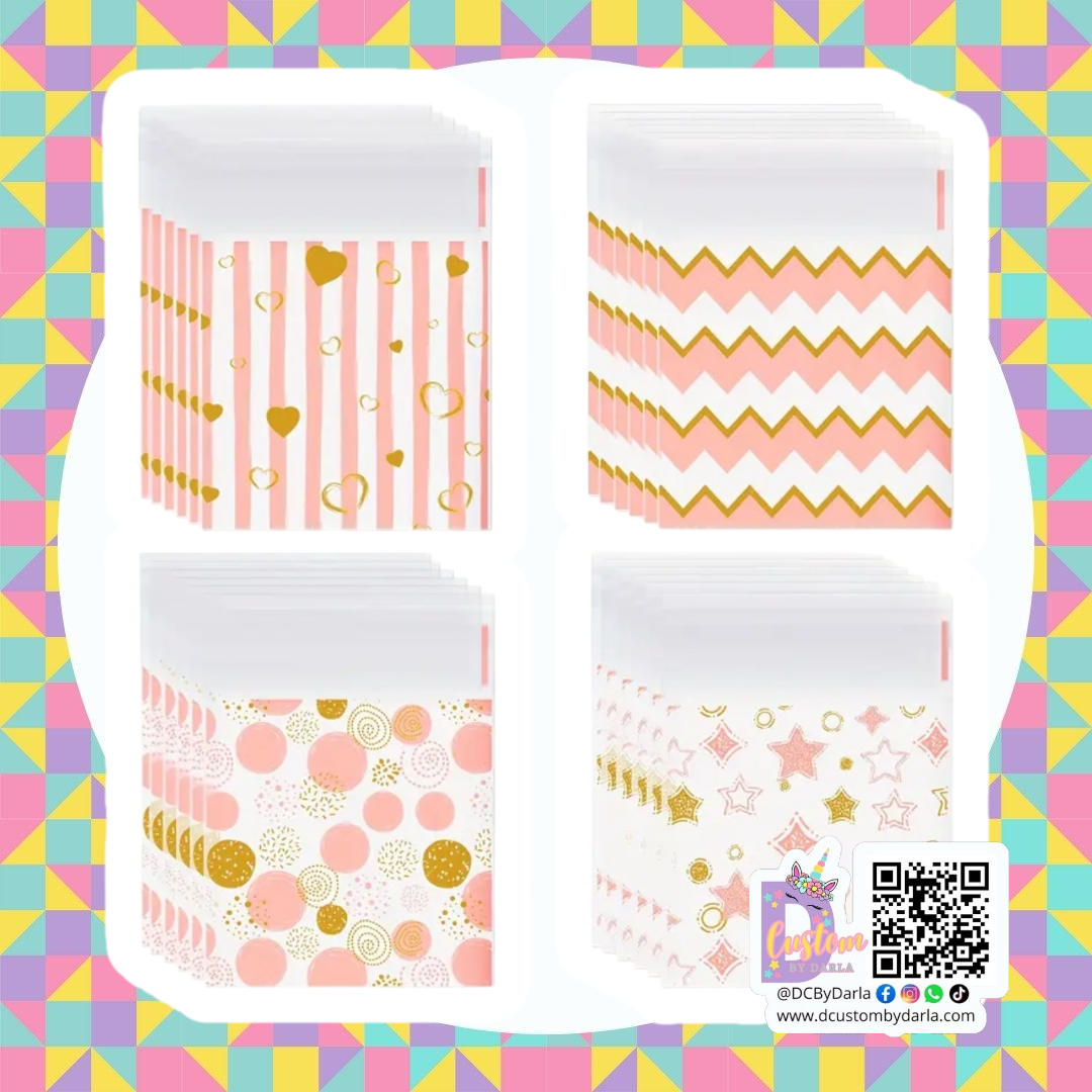 Gold and pink cello mix 4x4in