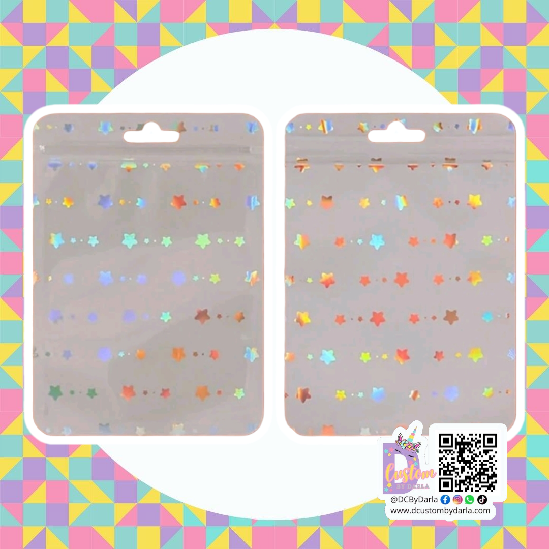 Ziplock white holo star 4x6in