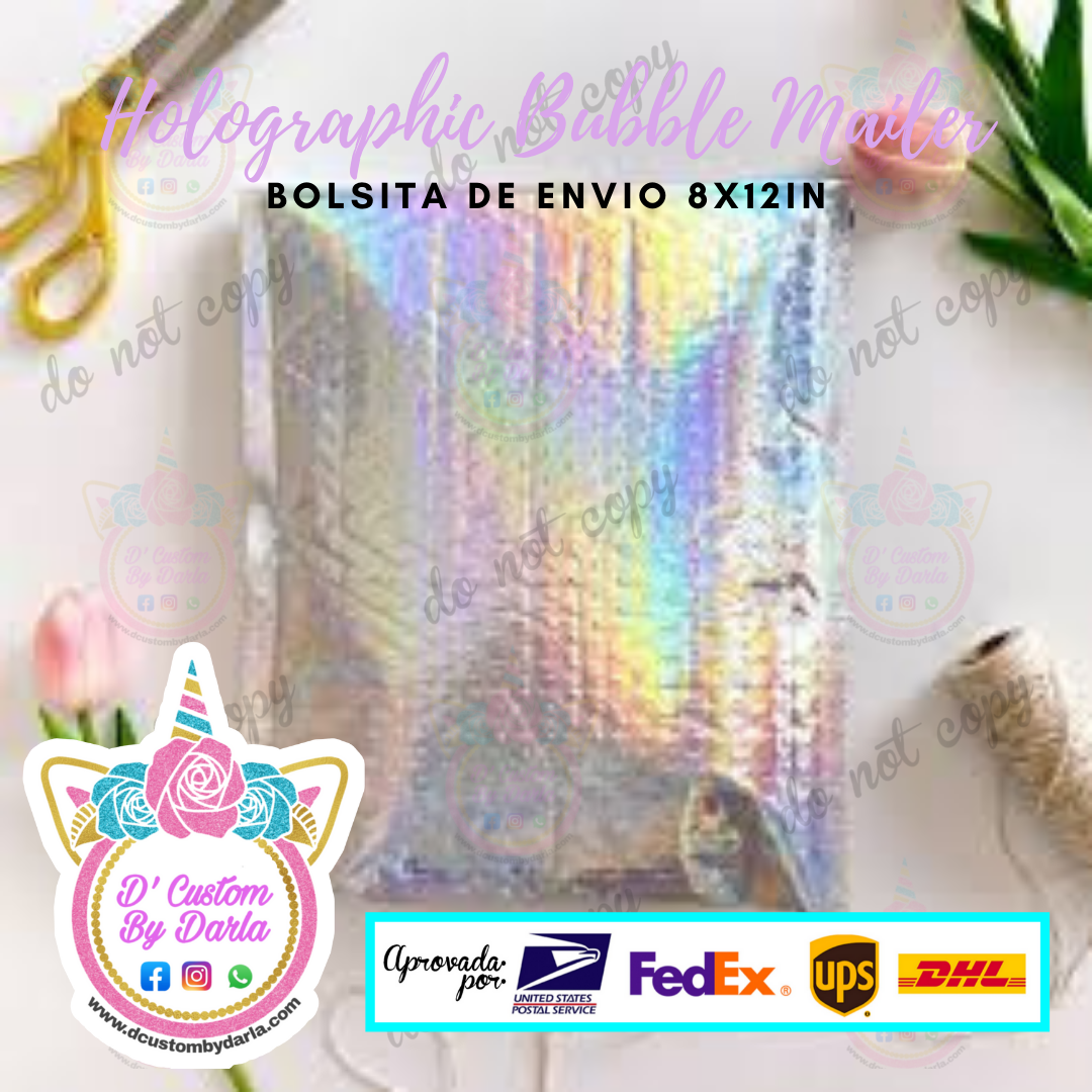 Holographic Bubble mailers 8x12in