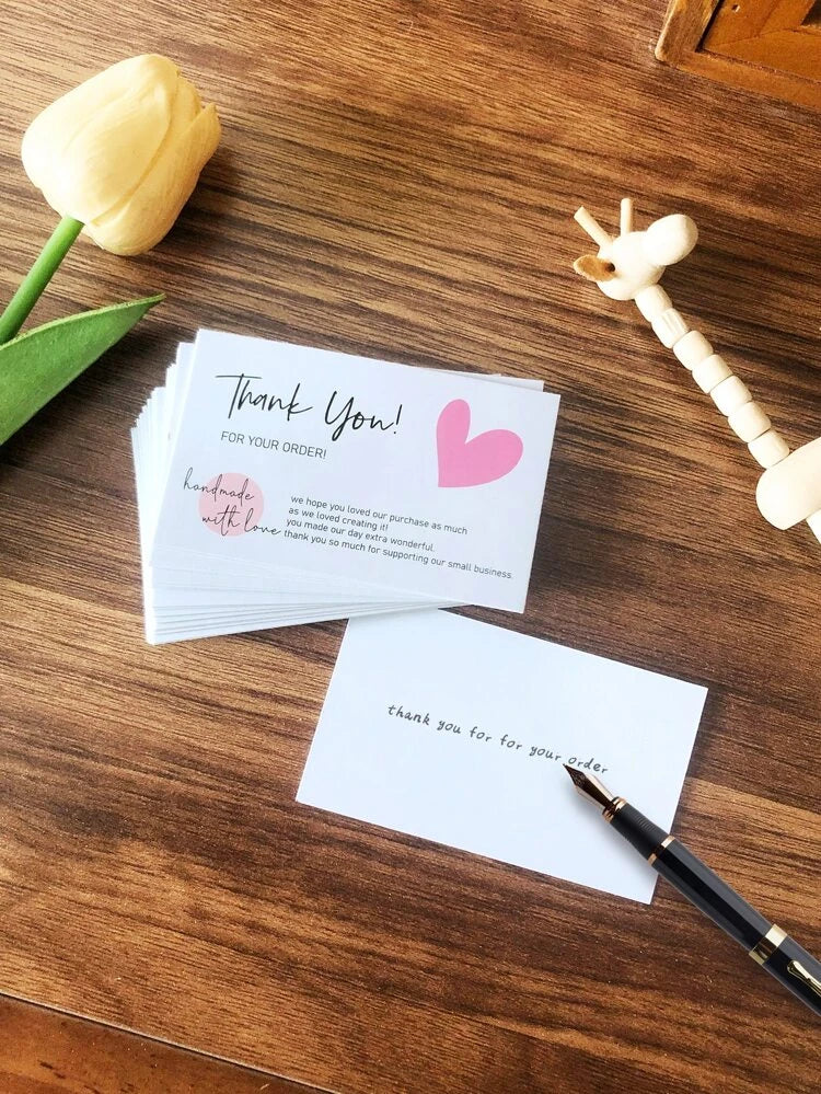 Corazon rosado thank you card