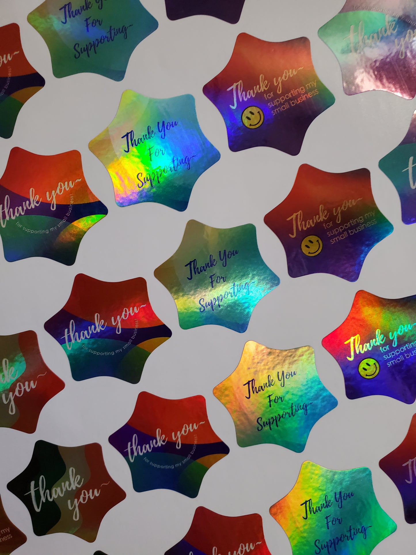 Holo thank you sticker sheet 1.5in