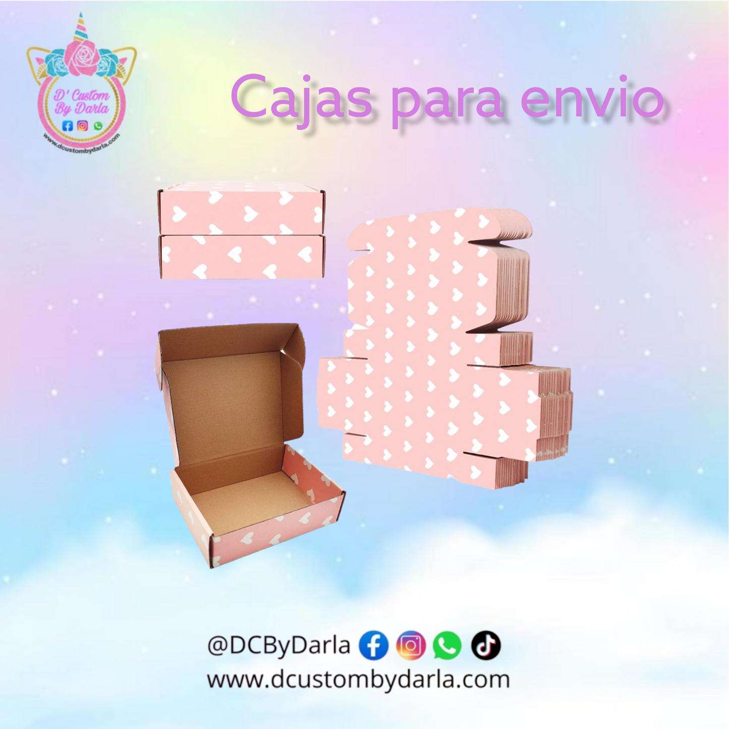 Caja Pink hearts 7.2x5x2in