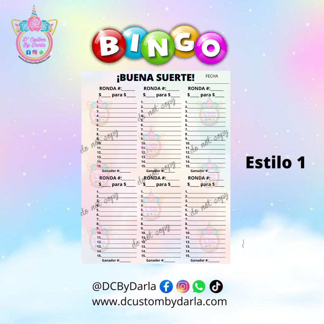 Libreta de Bingo Personalizada