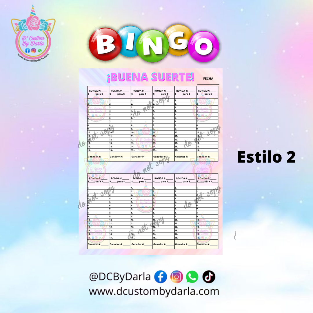 Libreta de Bingo Personalizada