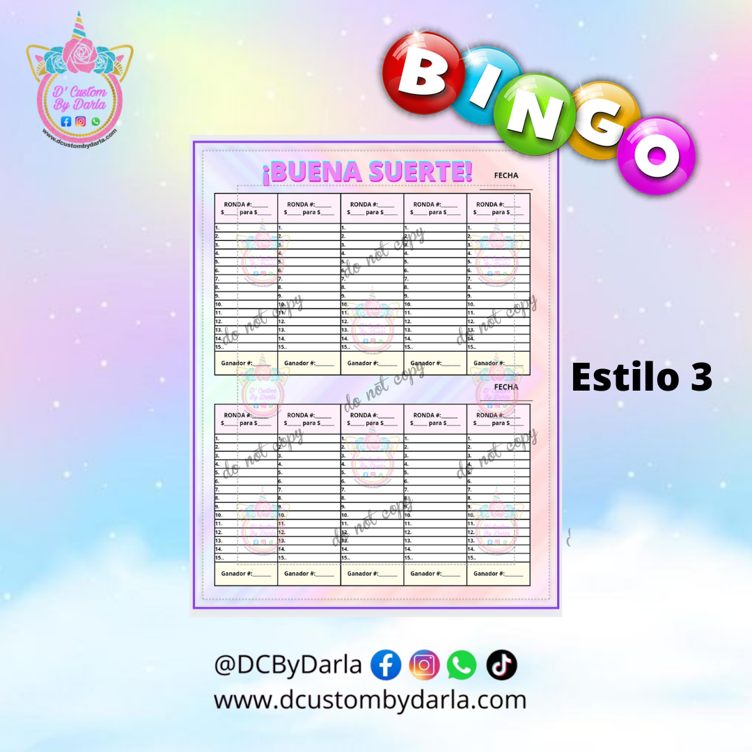 Libreta de Bingo Personalizada