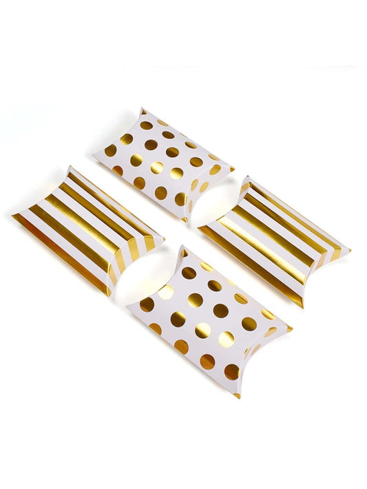 Dots and lines gold cajita de almohada 1x3.5x3.5in (10pcs) 5 cajas de cada diseño