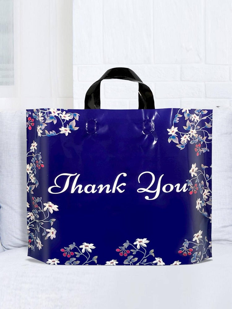 Blue thank you flowers shopping bag 12x14in