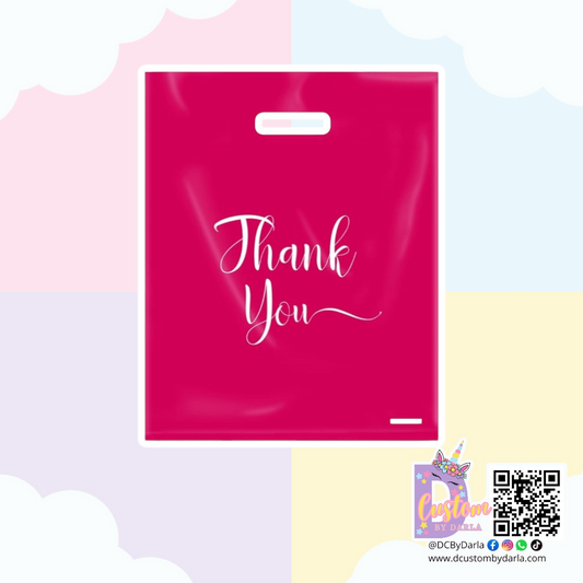 Hot pink thank you merchandise bag 12x15in