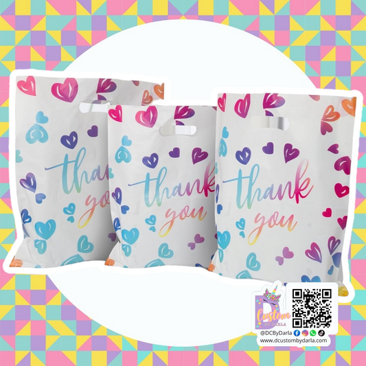 Thank you colorful heart merchandise bag 12x15in