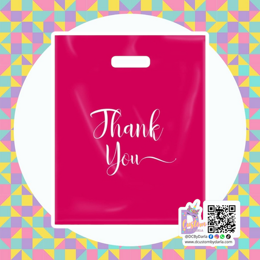 Hot pink thank you merchandise bag 12x15in