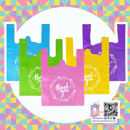 Colorful thank you handle bag 9x15in apxox