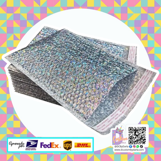 Holo crackle glass Bubble Mailers 6x8in