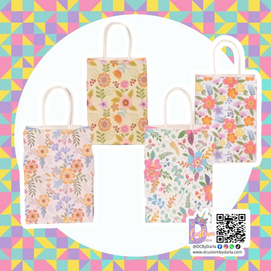 Victirian flowers shopping bag 3x8x6in