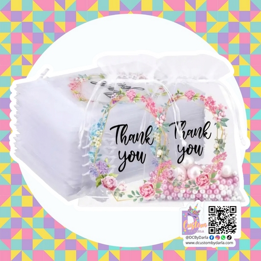 Thank you floral organza 4x6in