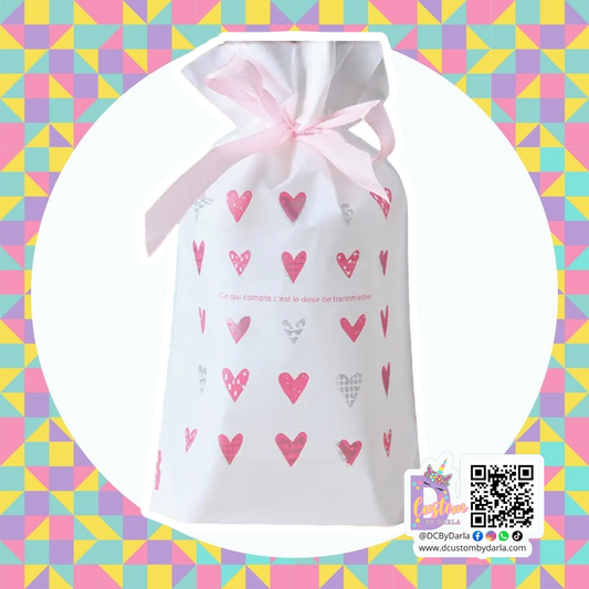 Pinky pink heart 6x9in gift bags