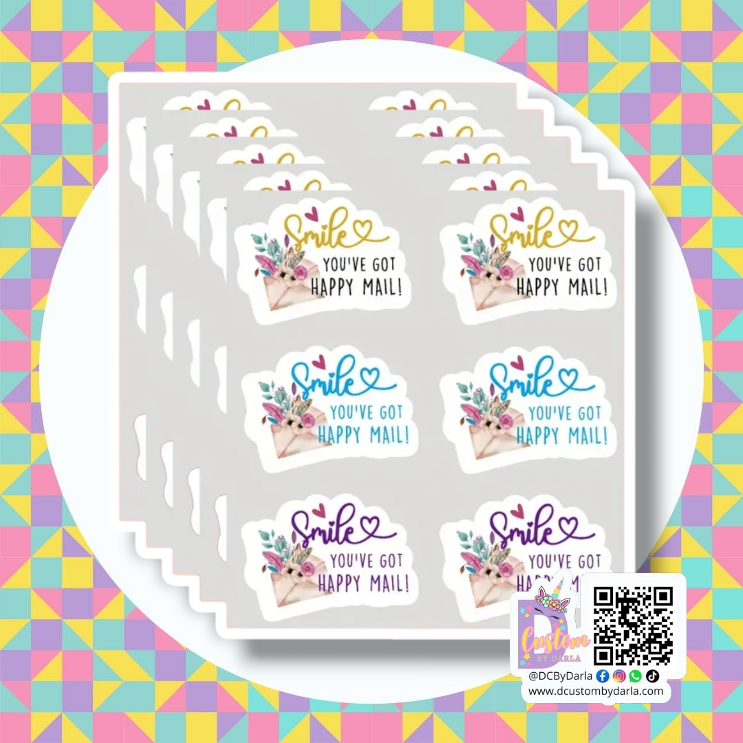 Smile happy mail 1.5in sticker (12pcs)