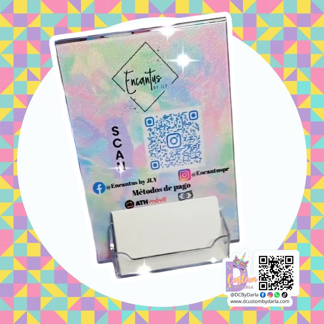 Custom card display w/ logo + qr code