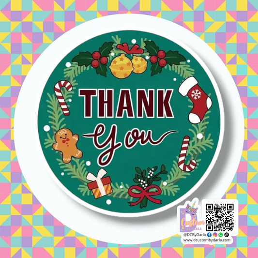 Thank you in xmas 1.5in sticker (12pcs)