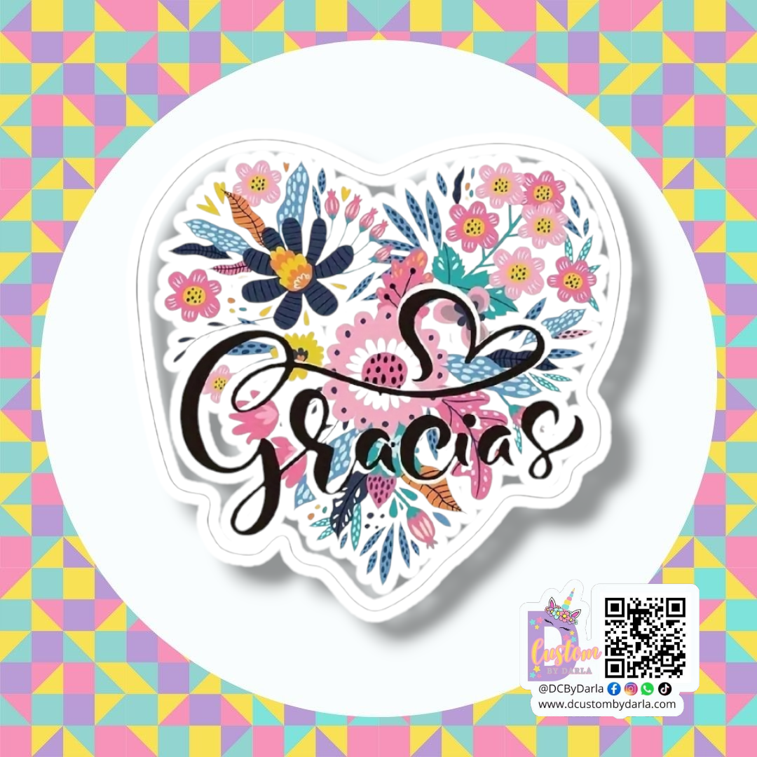 Corazon floral gracias 2in