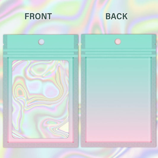 Aqua and pink Ziplock holograficas 4x6in
