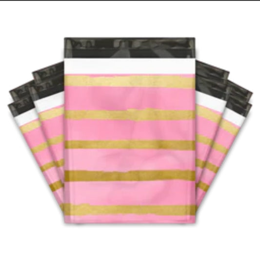 Pink and gold elegant stripes 10x13in