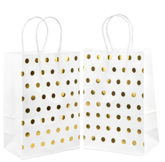 Gold dots shopping bag 4x9x2in