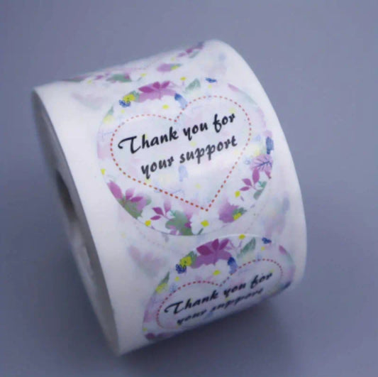 Gracias por tu apoyo circular con corazon y borde floral 1.5in
