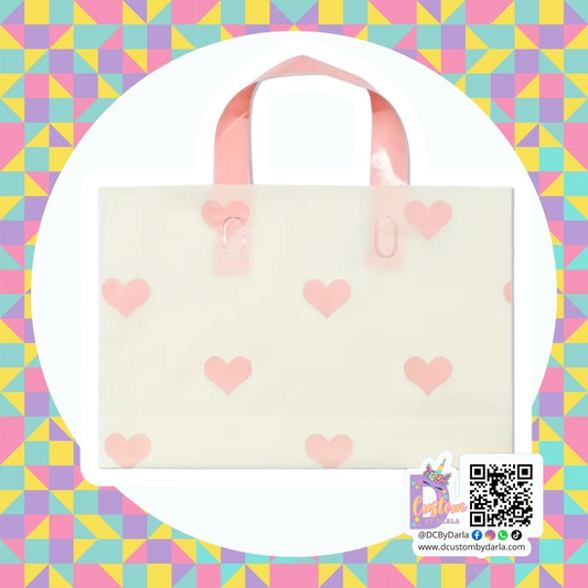 Pink heart shopping bag 9x12in