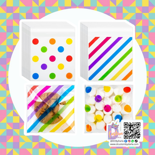 Line and dots cellophane bags mix 5.5x5.5in