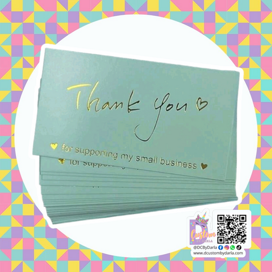 Blue and gold thank you card